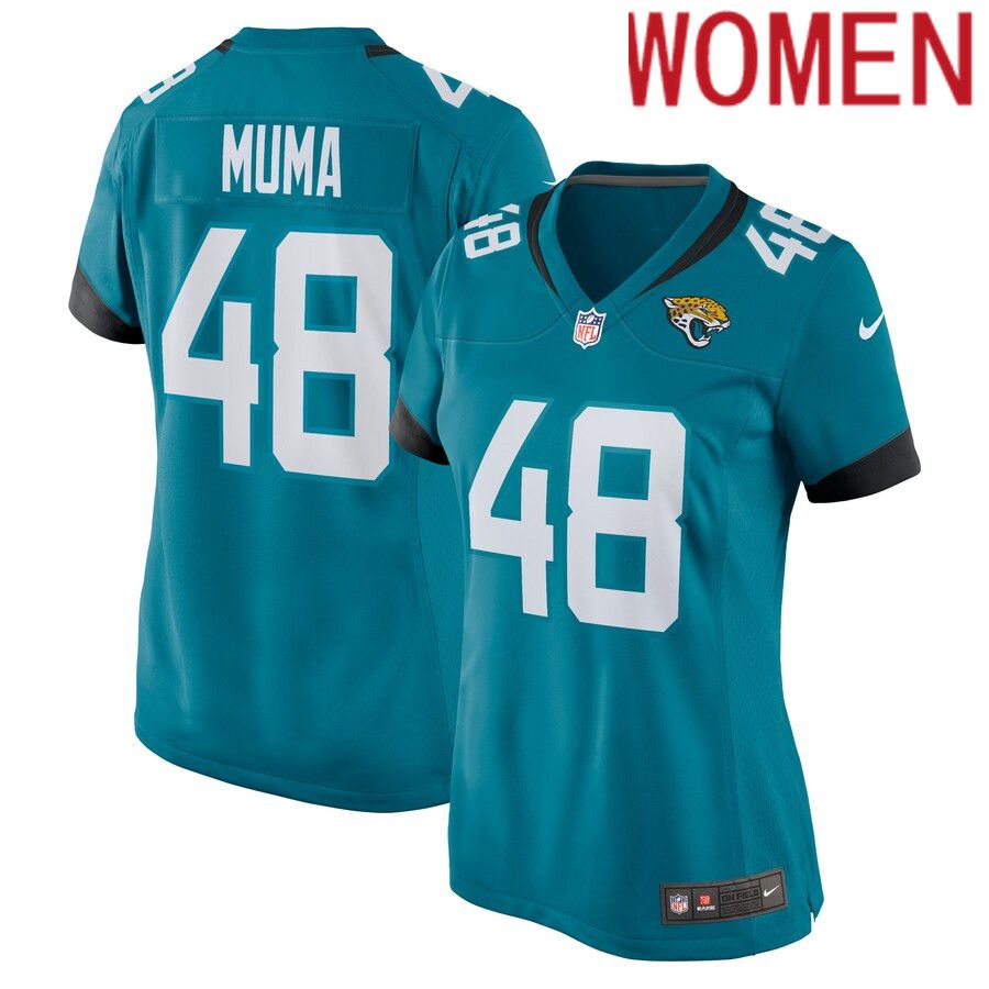 Women Jacksonville Jaguars #48 Chad Muma Nike Teal Game NFL Jersey->women nfl jersey->Women Jersey